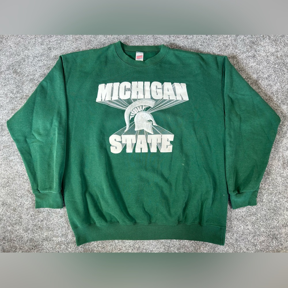 Soffe‎ Crewneck Men’s Size XLarge Green Michigan 
State Football Vintage
